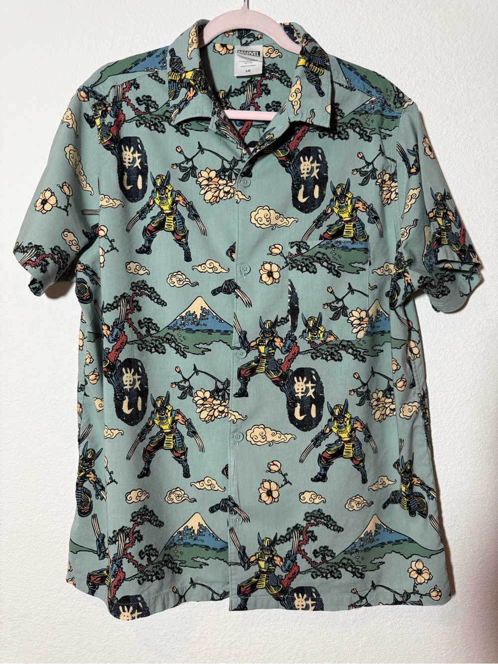 Wolverine Samurai Graphic Print Short-Sleeve Shirt - Sage Green Large